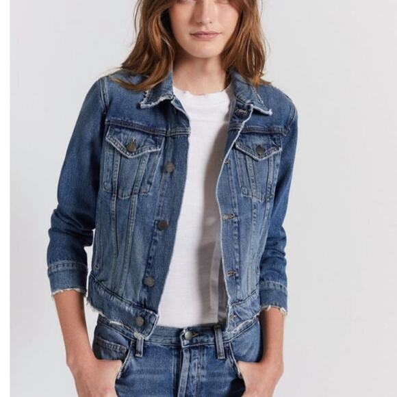 NWT Current Elliott The Baby Trucker Cropped Denim Jacket Size Large - Picture 7 of 9